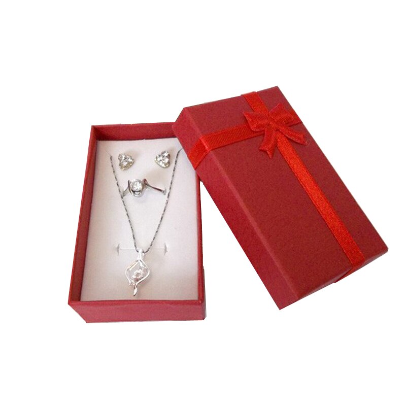 19 kolorów pudełko na pierścionek kolczyk opakowanie Case śliczne wstążki papierowe naszyjnik Wedding Stud Organizer biżuterii przechowywanie prezent Caja Expositor: Red5X8CM