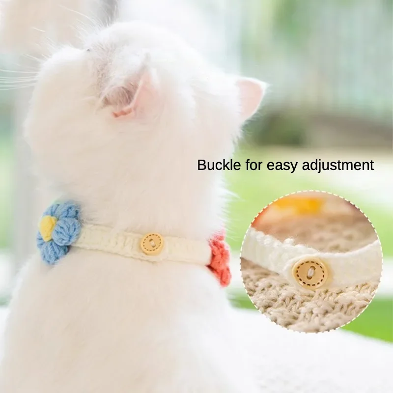 Cat Dog Knitted Collar Crochet Collar Ins Style Pet Drool Scarf Bib Flower Accessories Pure hand knitting