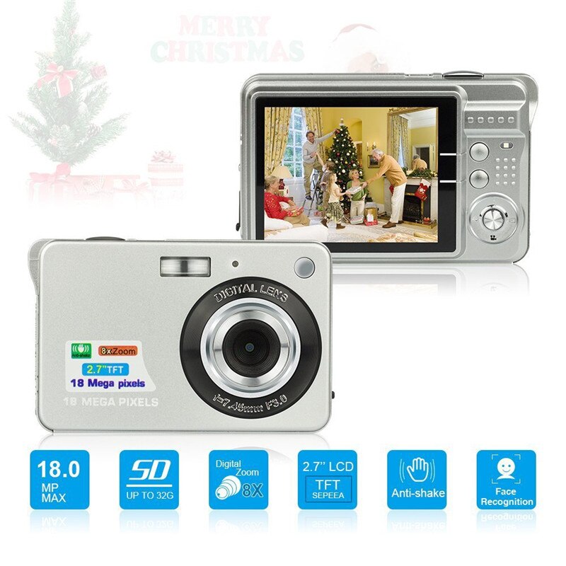 21 Mega Pixels 2.7&quot; LCD Rechargeable HD Digital Video Students Cameras-Indoor Outdoor for Adult/Seniors/Kids: Silver