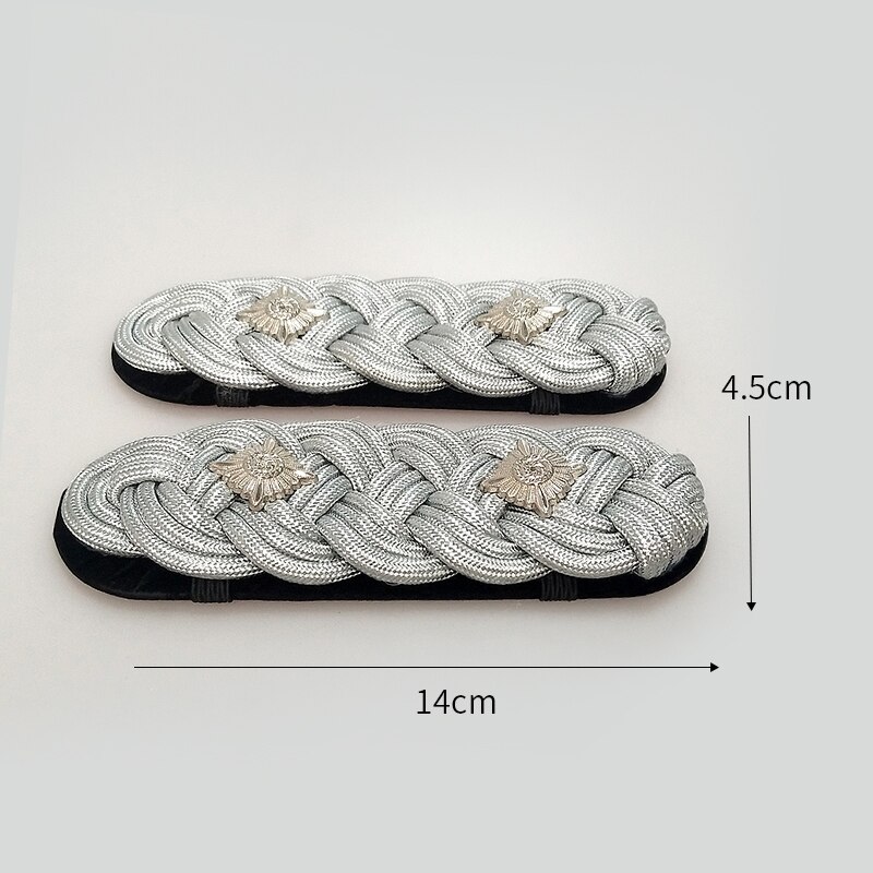 1 Pair Woven Epaulettes Metal Star Epaulete Security Uniform Accessories Performance Shoulder Badges DIY for Honor Guard Costume: Silver 3