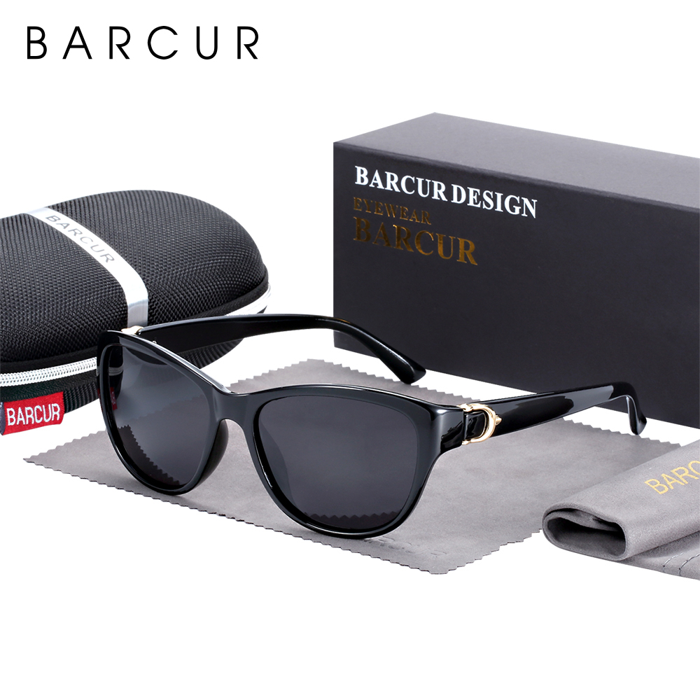 Barcur tr90 senhoras óculos de sol gradiente uv400 olho de gato óculos polarizados