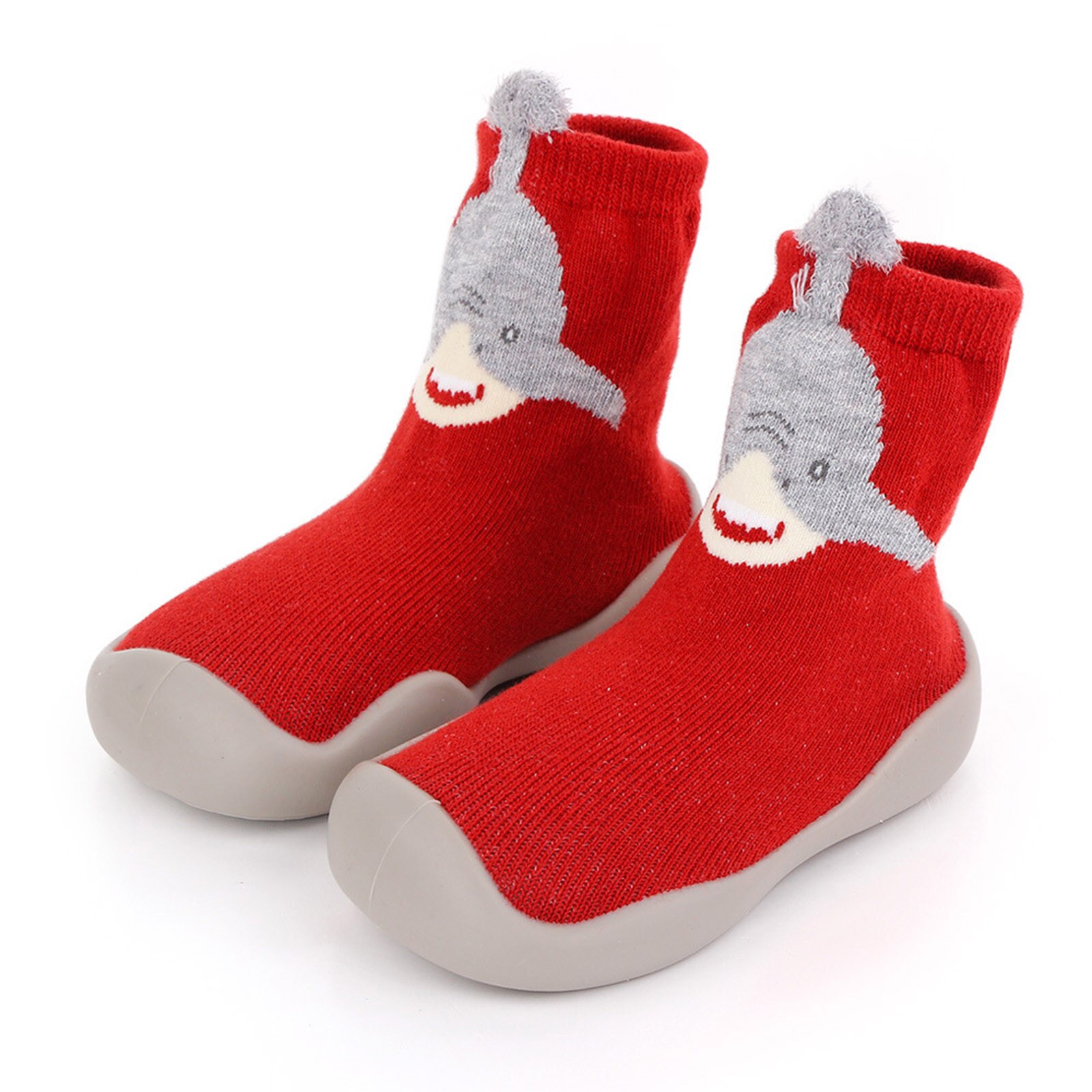 Bebê menino menina meias dos desenhos animados piso quente meias sola de borracha sapatos anti-deslizamento primeiro walker navidad natal bebê meias calcetines: Vermelho / 4-5 Years