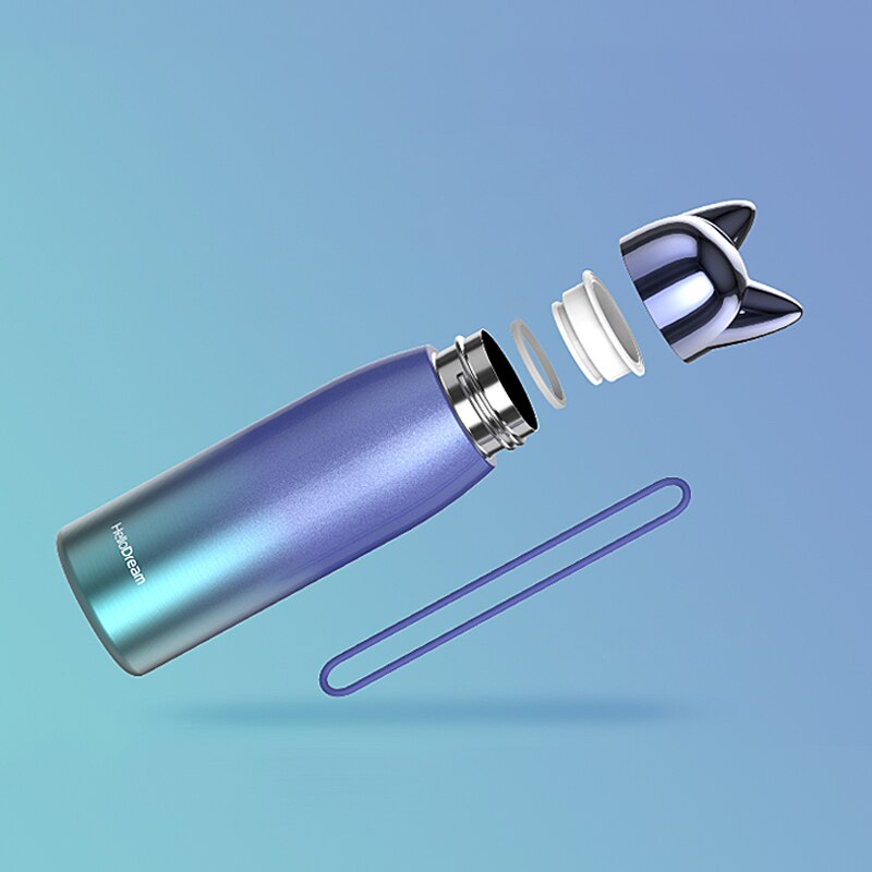1 stücke Nette Edelstahl Katze ohren Thermos Tassen Thermocup Isolierte Becher Vakuum Glaskolben Thermo Kaffee Becher Reise Flasche Becher
