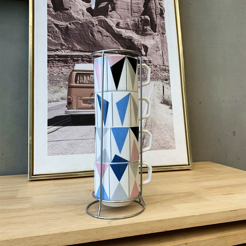 Vasos apilados medianos creativos para el hogar, juego de cuatro piezas, vaso para llevar leche y café