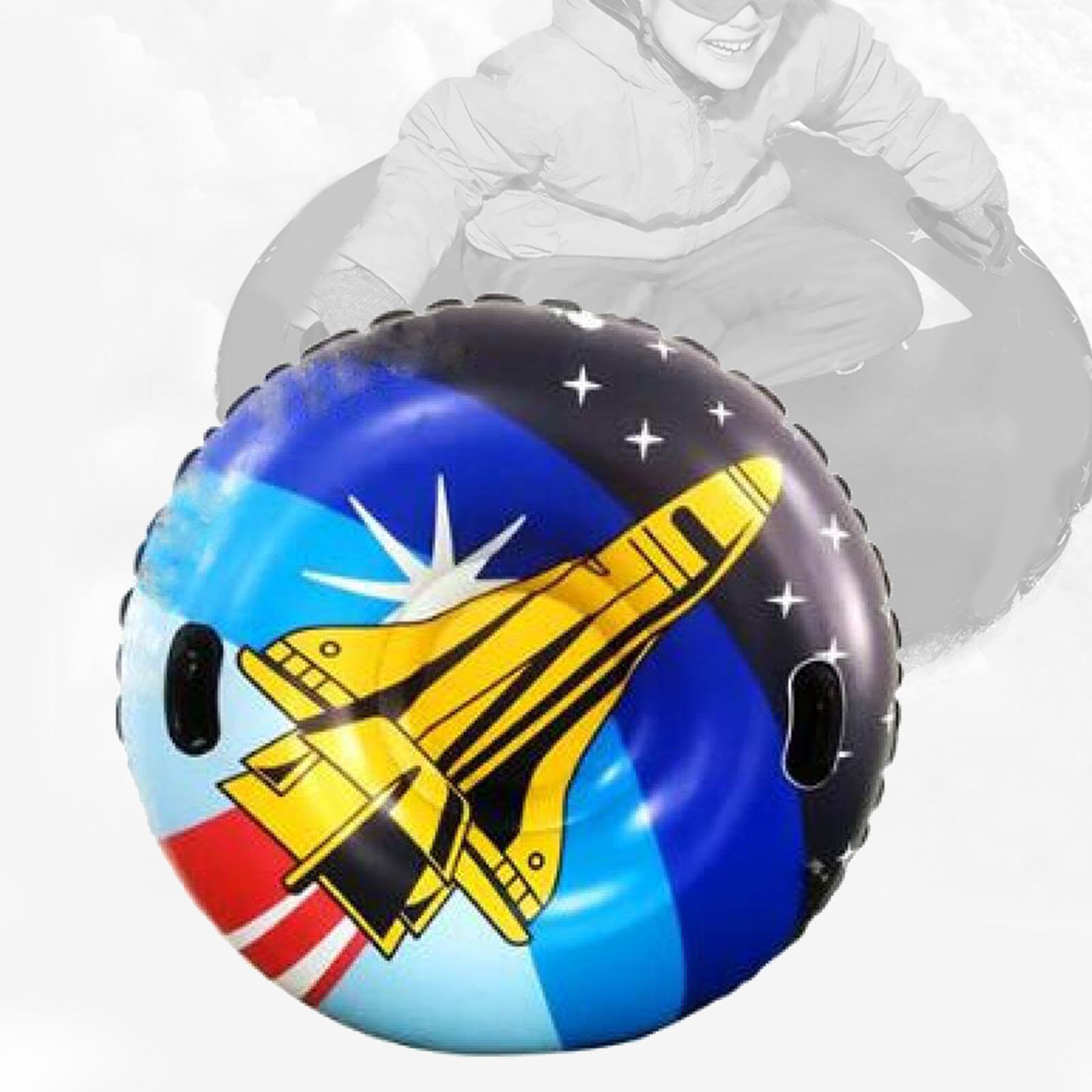 Tubo da neve gonfiabile in PVC-fondo spesso sci con maniglie per adulti