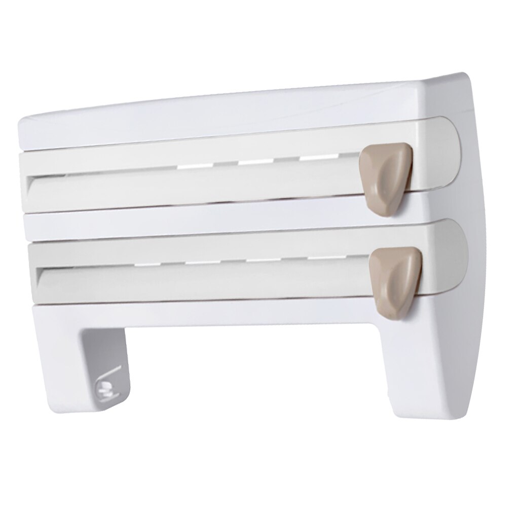 Wandmontage Rolhouder Rack Keuken Rolhouder Vershoudfolie Opbergrek Papier Dispenser: White