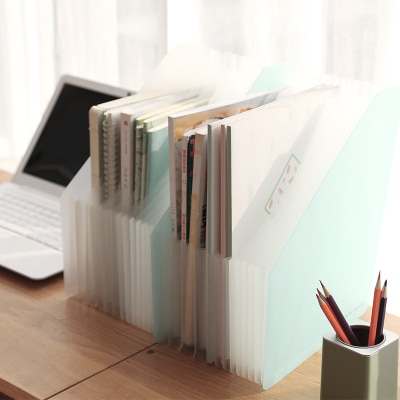 Desktop File Organizer Box Transparent PP Plastic File Holder Tray Desk Vertical Expanding File Folder
