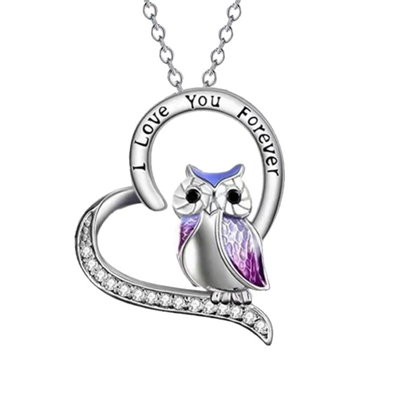 Collier en Zircon pour femme, mignon, hibou, lune, lettre, pendentif, étoiles, exquis, romantique, bijoux de fête de la saint-valentin