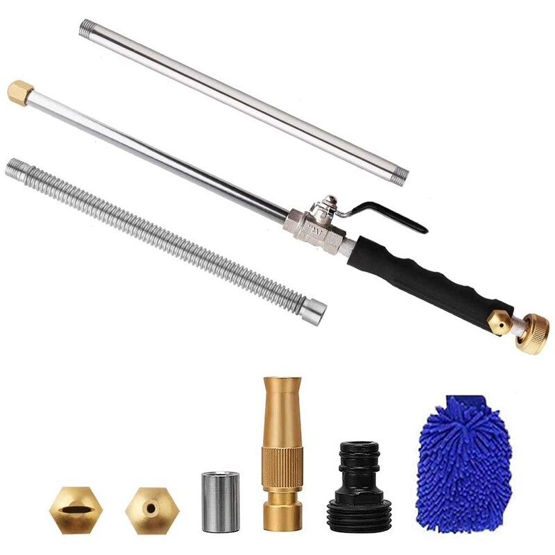 Hydro Jet Washer High Pressure Power Washer 38inch Wand Water Hose with Nozzle for Car Pet Window Cleaning Tool: black