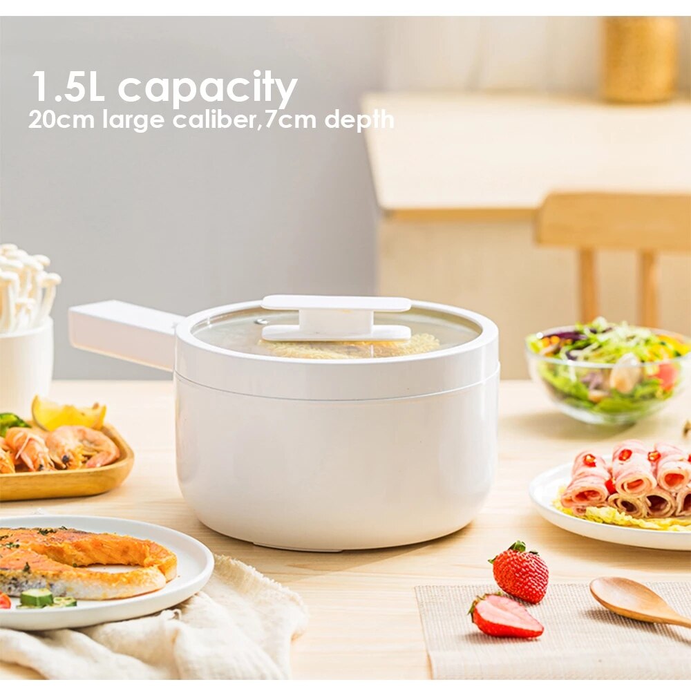 Electric Cook Machine Electric Kitchen Pot Cooker Multifunctional 700W Small Pot Skillet Fryer for Home Student Dormitory