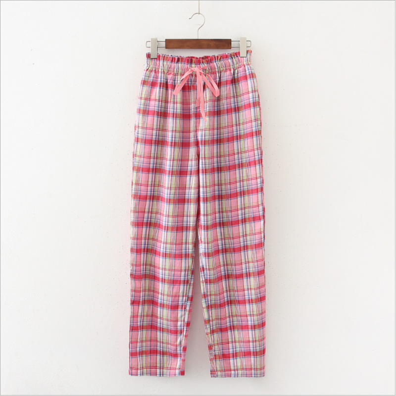 Summer 100% Cotton Sleep Pants Pyjama Trousers Women Casual Loosen Sleepwear Bottoms Lounge Wear Large sizeHome Pants: A / S