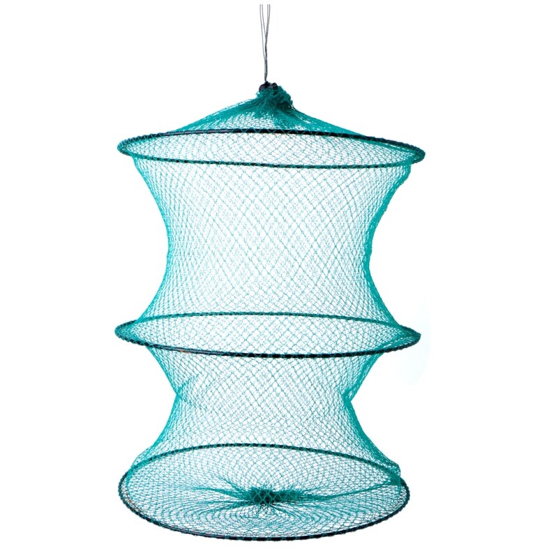Folding Round Metal Frame Nylon Mesh Crab Crawdad Shrimp Minnow Bait Trap Cast Fish Net Fishing Landing Tackle accessory tool