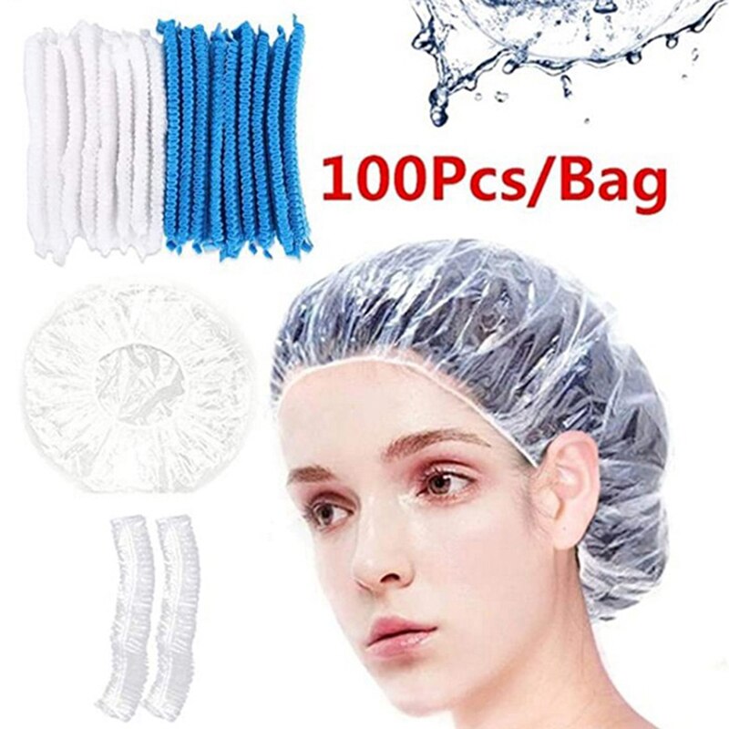 100 stücke Einweg Dusche Kappen Haarnetz Gastronomie strecken Hütte Spa Haar Salon Hotel eins-aus bat elastisch Dusche Hütte 32-70cm