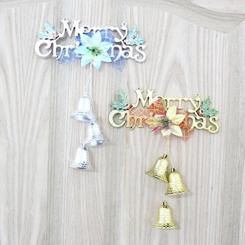 1Pc Goud Zilver Vrolijk Kerstfeest Bells Ornament Hanger Voor Thuis Kerstboom Kerstballen Feestelijke Decoratie Feestartikelen