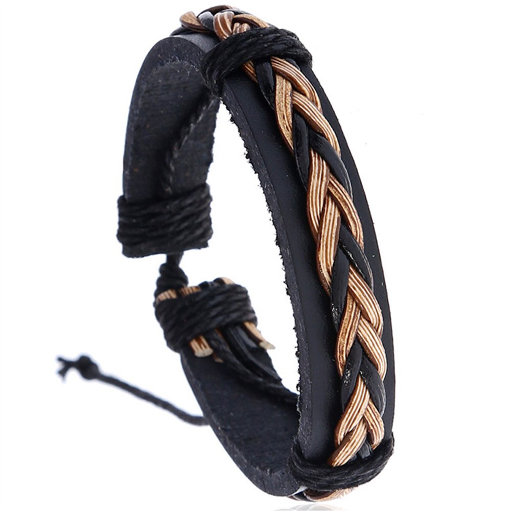 Gevlochten Bruin Touw Mode Trendy Vintage Punk Handgemaakte Geweven Weave Vrouwen Lederen Armbanden Vrouwelijke Mannelijke Sieraden