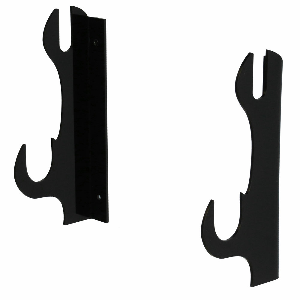 2Pk Acrylic Wall Mount Samurai Sword Hanger Holder Rack Acrylic Wall Mount Sword Hangers (Black or Clear): Black