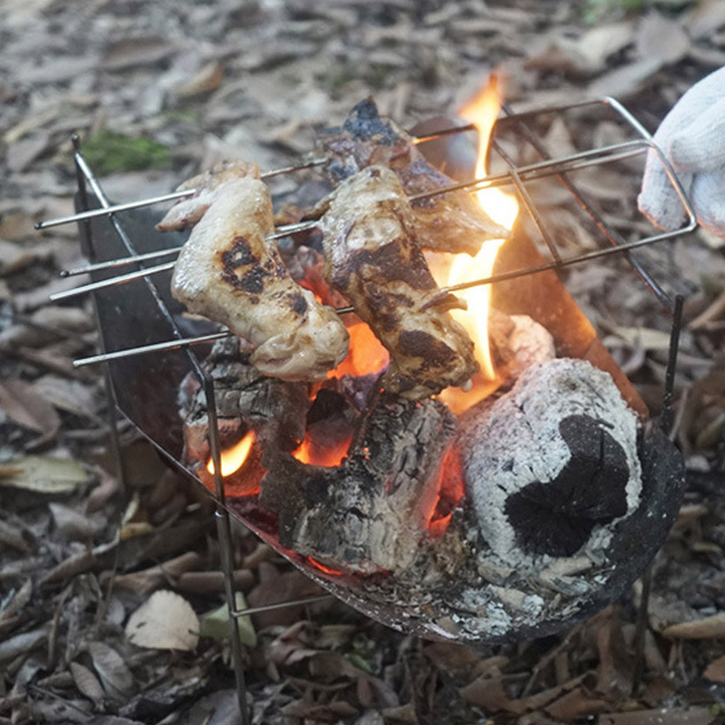 Rostfritt stål grill utomhus bärbar vikbar rostfritt stål bål kol bbq grill väska hållbarhet  #4