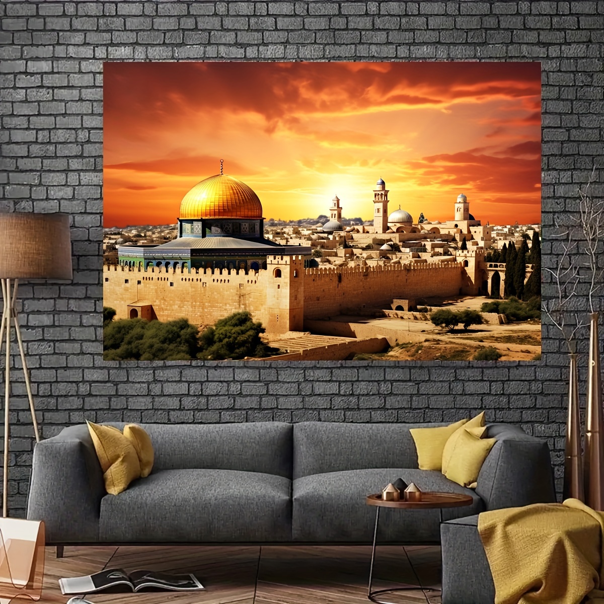 1 piece of Jerusalem background, Bethlehem photography background, sunset dome rock background, party room decoration banner