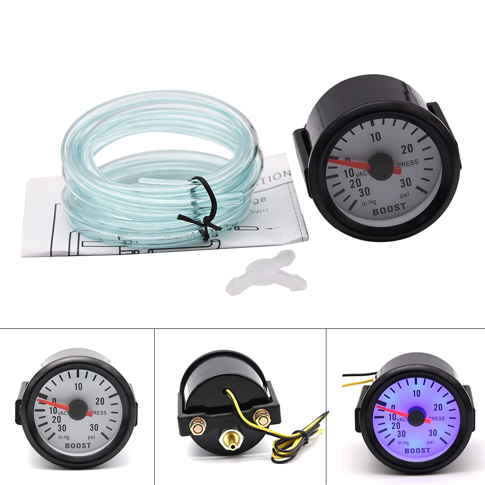 Boost Turbo Gauge PSI LCD Gauge Digital Display Car Gauges Blue Car Gauge Motorcycle 52MM Gauge Meter Pointer 0-30 PSI 12V