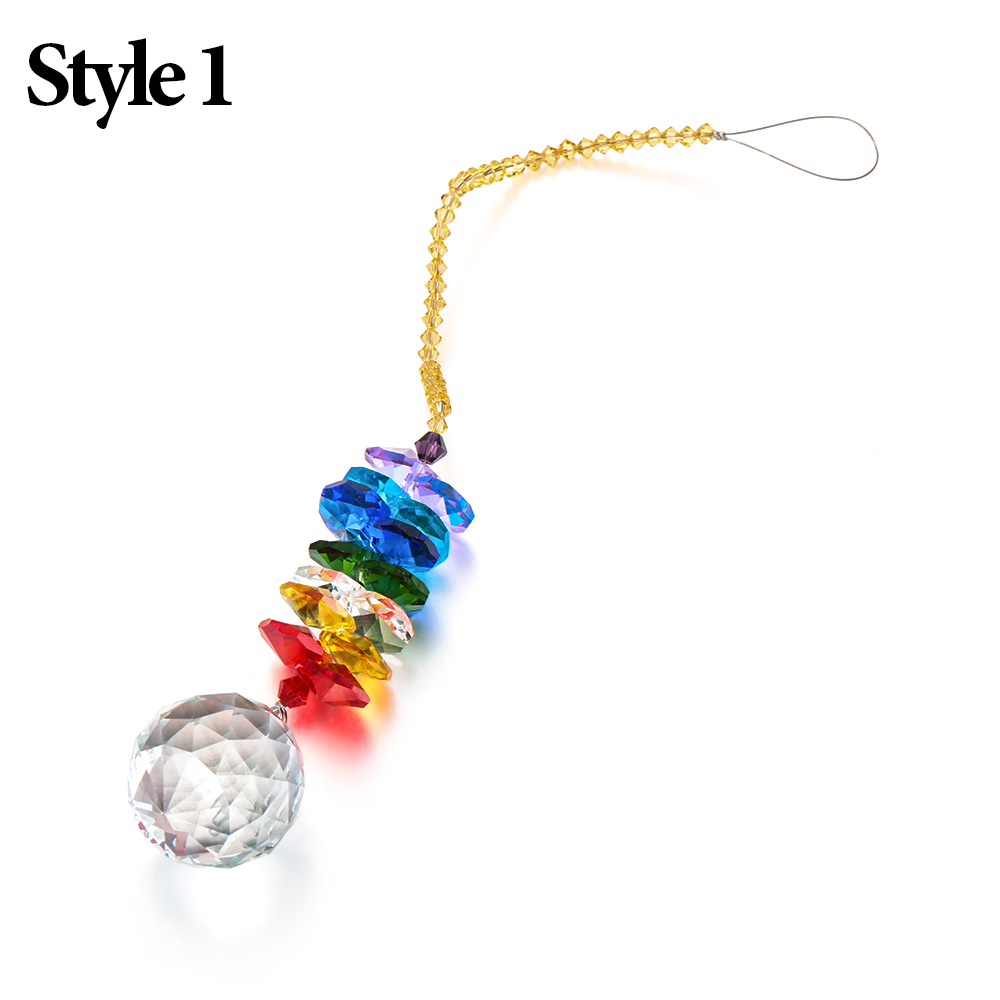 1PC Hanging Crystals Prism Suncatcher for Windows Decoration Sun Catcher Rainbow Chandelier Parts DIY Home Garden Party Decor: Style 1