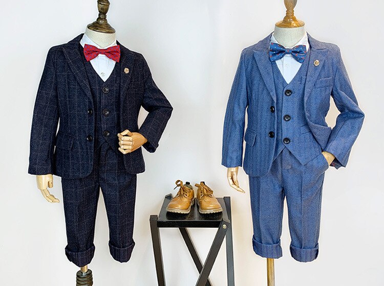 Kinderen Formele Pak Sets Bloem Jongens Blazer Vest Broek Kleding Sets Kids Wedding Party Piano Perfomance Kostuum