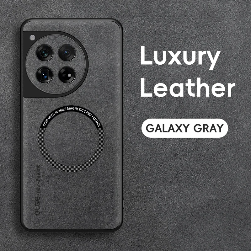 Magnetic Retro Leather Soft Case For OnePlus 12 11 13 OnePlus12 OnePlus11 5G Wireless Charging Phone Case Cover: Leather / GRAY