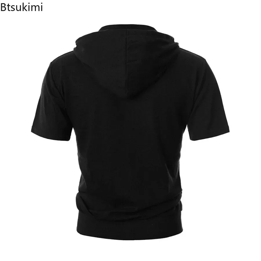 Herr casual tröjor kortärmade hoodies jacka enfärgad smal dragkedja herr sporttoppar bekväma friluftskläder för män