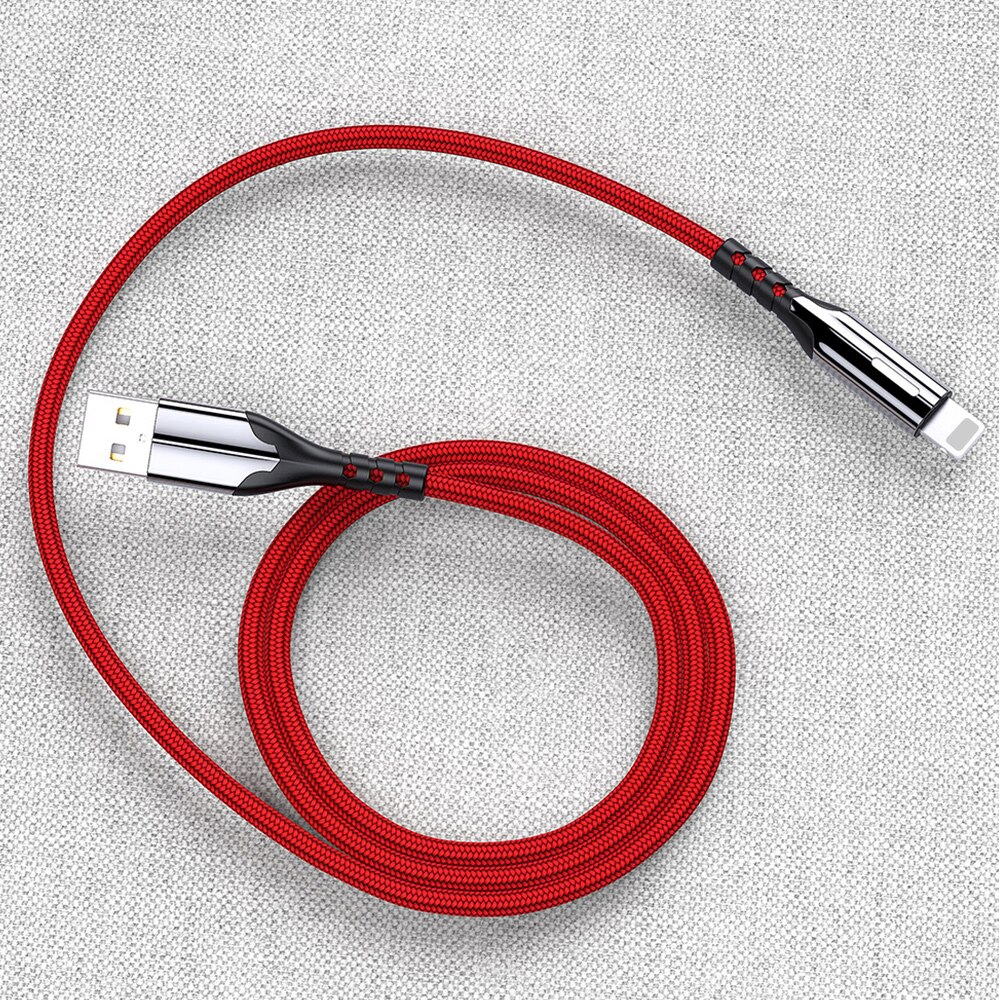 1M 2M 3M Dynamic LED Quick Charge Charger Cable For iPhone 7 8 6 6s Plus 11 X 5 5s SE iPad Origin Cord Wire Mobile Phone Cables: Red / 2m