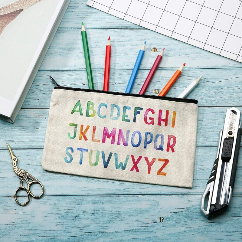 10Pcs Canvas Makeup Bags Canvas Zipper Pouch Bags Pencil Case Blank DIY Craft Bags Pouch for Travel DIY Craft School