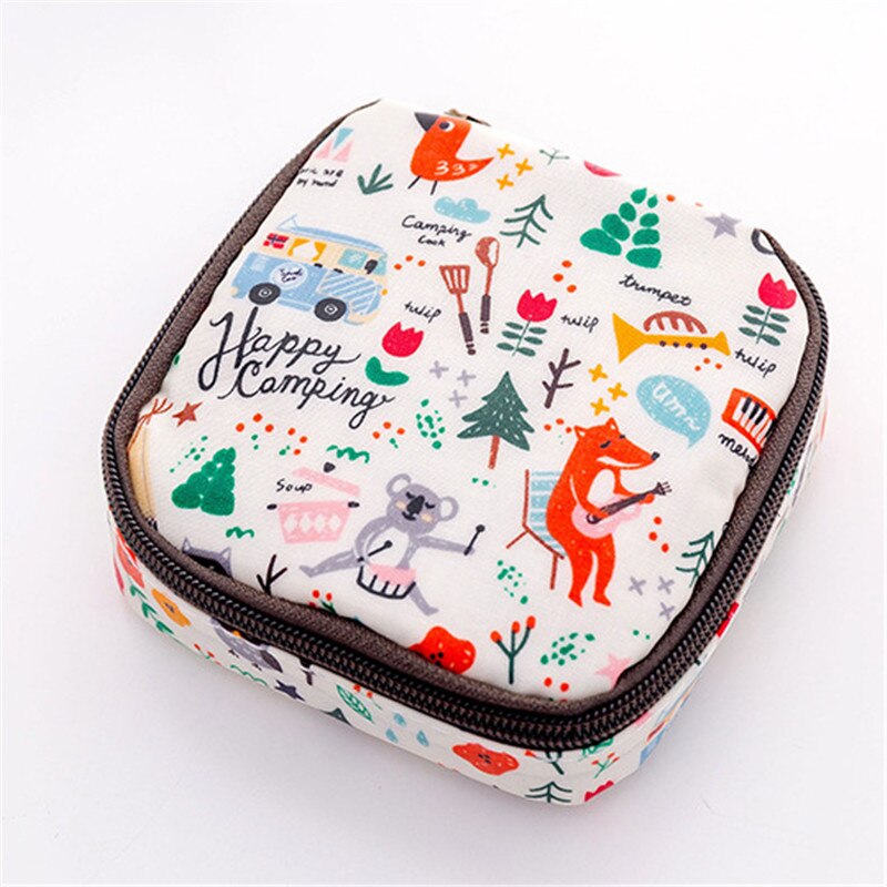 Moda feminina pequenos sacos cosméticos viagem mini guardanapos sanitários compõem moeda cartão de dinheiro batom bolsa de armazenamento sacos: Tree