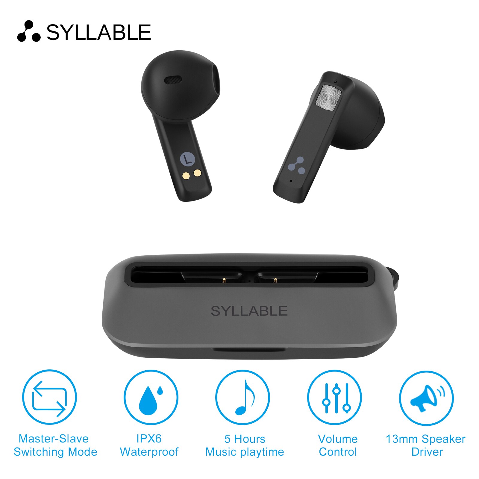 Original SYLLABLE S8 TWS Earphones 13mm Speaker Driver True Wireless Stereo Earbuds 5 hours Headset Touch Syllable S8: Default Title