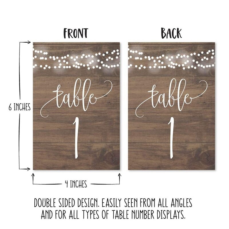 25 PCS Wood Number Double Sided Signs Wedding Table Numbers 1-25 for Wedding Reception Restaurant Birthday Party