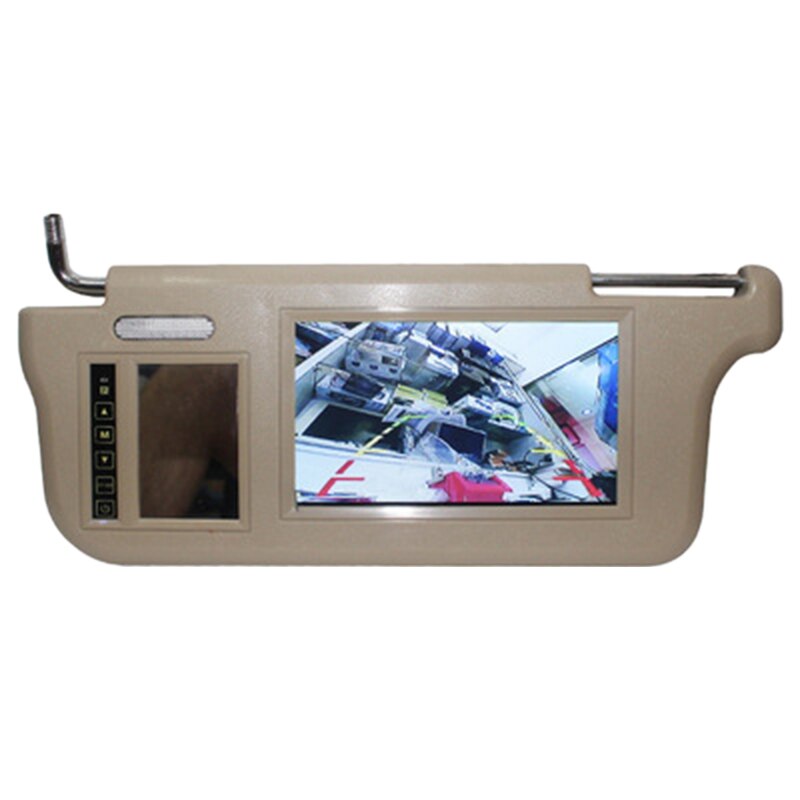 7 Inch Car Sun Visor Mirror Screen LCD Monitor DC 12V Beige Interior Mirror Screen for AV1 AV2 Player Camera