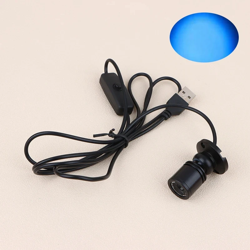 Mini led-spotlight med 3w smykkedisplays og  dc5v med kontakt, usb-interface, butiksskab, legetøjsdekoration, fokuslys til skrivebordet: Rgb