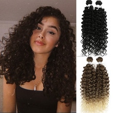 Afro Kinky Krullend Synthetisch Haar Bundels Bruin Diepe Golf Hair Extensions 2 Stks/partij 26Inch Weave Haar Hittebestendige Klassieke plus