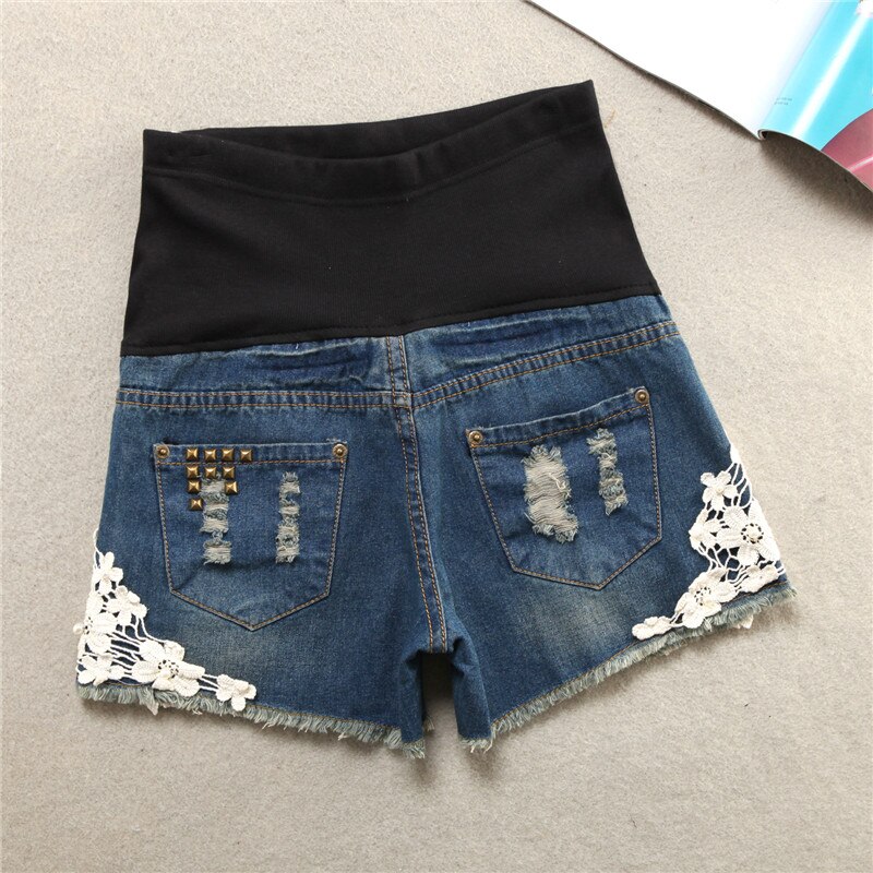 Neue Sommer Mutterschaft Hosen spleißen Spitze Mutterschaft Denim kurze Hose Bauch Unterstützung Mutterschaft kurze Hose