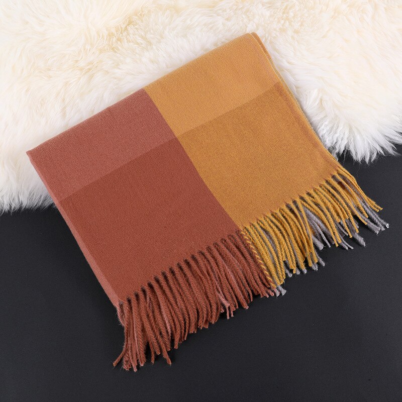 Strikk vinter skjerf til kvinner kashmirlignende pashmina sjal pakke inn geometrisk kvinnelig varmt teppe skjerf skumring stjal: Farge 1