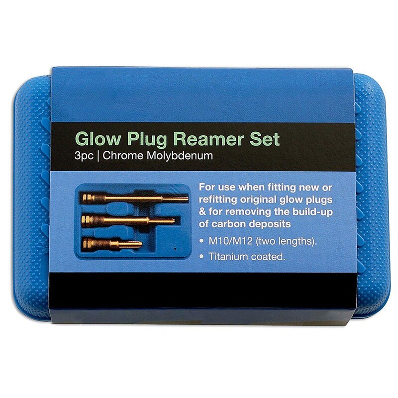 3Pc Glow Plug Remover Extractor & Reamer & Cleaning Set,M10 & M12