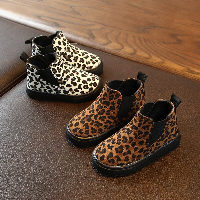 Rubberen laarzen voor meisjes, kinderen, babyschoenen, enkelwarme luipaardprint enkellaarsjes voor meisjes, babyjongens, kinderschoenen