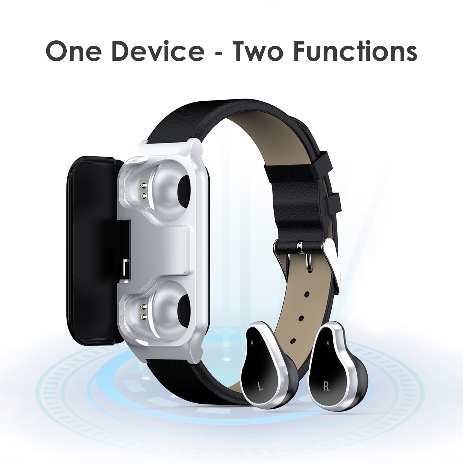 2 In 1 Ai Smart Horloge Met Bluetooth Oortelefoon Hartslagmeter Smart Polsband Lange Tijd Standby Mannen smart Horloge