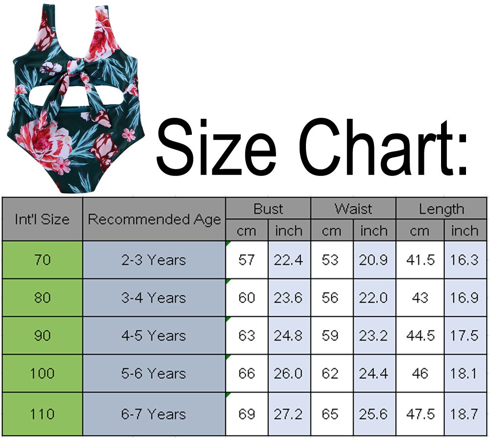2-7 år børn baby pige badedragt badetøj bikini børn blomster print sløjfe et stykke svømme kostume