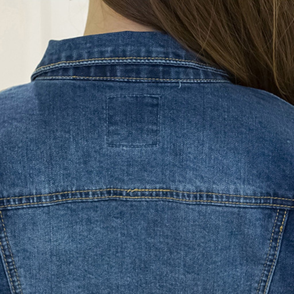 Short Denim Autumn Winter Jackets Women White Wash Long Sleeve Vintage Casual Jean Jacket Bomber Denim Coat Tattered#3