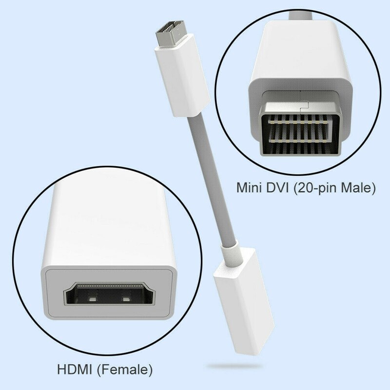 Adaptateur de câble Mini DVI mâle vers HDMI femelle, moniteur convertisseur vidéo 1080P pour Pro Air IMac