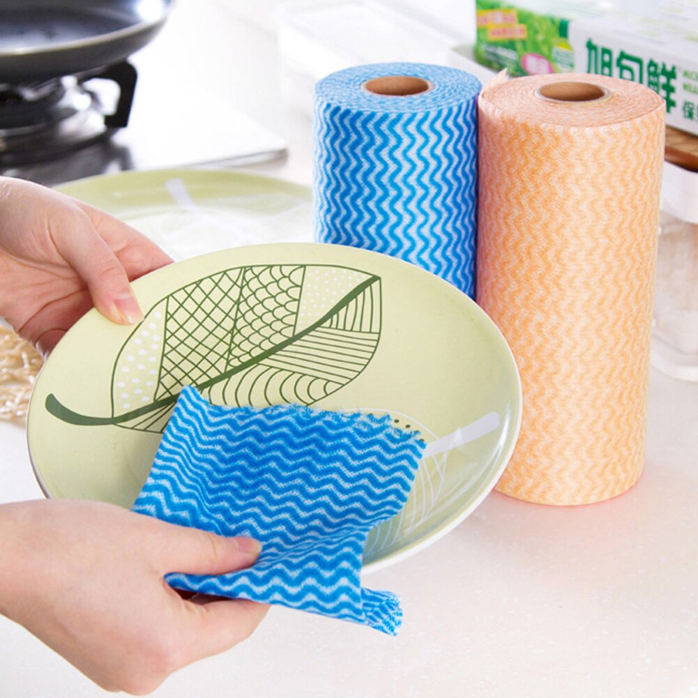 50 Uds./rollo de paño de limpieza de cocina desechable trapos no tejidos paño de fregar paño para la limpieza del baño