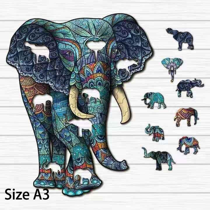 Dinosaur Butterfly Wooden Jigsaw Puzzle Wooden Puzzle Puzzles For Adults Toys Kids Christmas Toy Wooden Games Educational G I3X3: Elephant A3