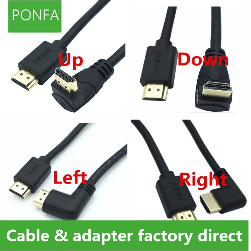 4K*2K 60HZ HDMI 2.0 A Male to HDMI v2.0 Up & Down & Left & Right Angled 90 degree Male HD extension Cable HDMI 2.0v angle cable