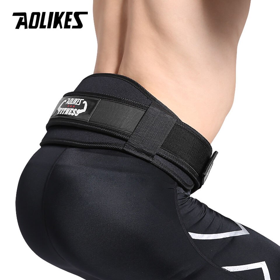 Aolikes fitness vægtløftningsbælte vægtstang håndvægt træning ryg support vægtløftning bælte gym squat dip powerlifting talje: Sort / L