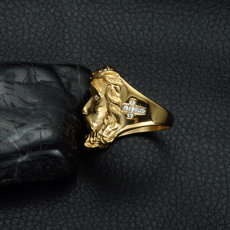 or anneaux cristal croix jésus hommes bague en acier inoxydable de Punk chrétien religieux anneau bijoux