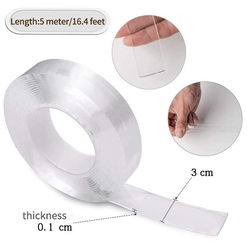 1M/3M/5M Tape Dubbelzijdig Magic Tapes Transparante Notrace Herbruikbare Waterdicht Plakband Reinigbare home Band Lijm