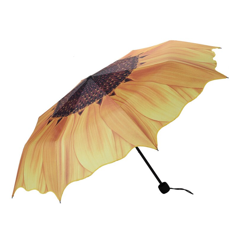 Zomer Vrouwen Creatieve Zonnebloem Paraplu 3 Vouwen Anti-Uv Paraplu Voor Regen En Zon Vrouwen Zonnescherm Paraplu